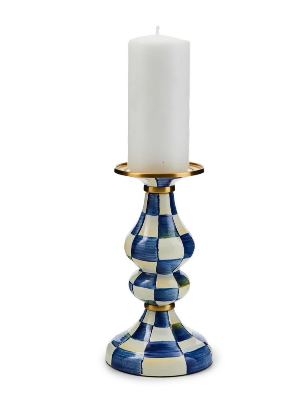 DISCONTINUED MacKenzie-Childs Royal Check Medium Pillar Candlestick